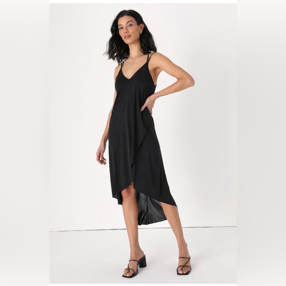 Lulu’s Lush Mood And Melody Black High-Low Dress. X-small